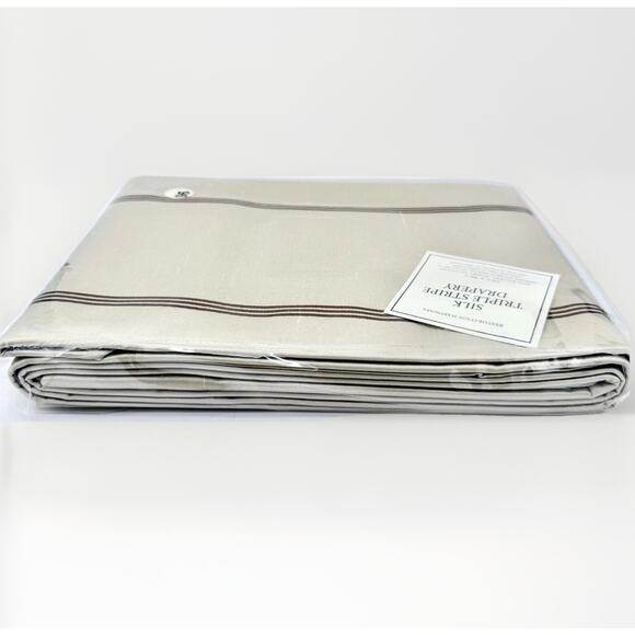 Restoration Hardware Silk Triple Stripe Drapery Panel 50" x 96" Sand New - Picture 5 of 8